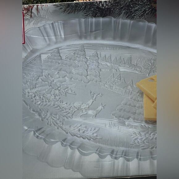 Mikasa Frosted Glass Winter Dream Serving Platter Holiday Christmas Deer & Trees - Picture 15 of 15